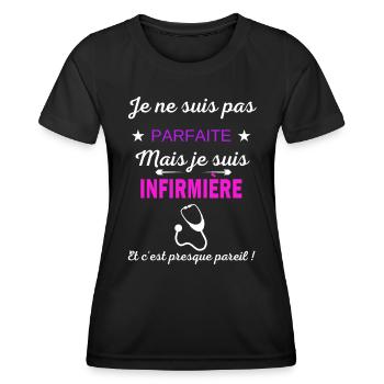 Je ne suis pas parfaite je suis Infirmière - T-shirt sport Femme - noir - Devant - AI Model Female 172 light (172cm)