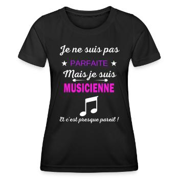 Je ne suis pas parfaite je suis Musicienne - T-shirt sport Femme - noir - Devant - AI Model Female 172 light (172cm)