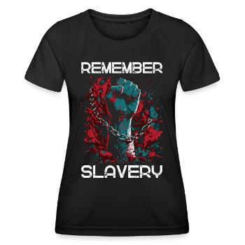 Souvenez-vous de l’esclavage - Mois de l’histoire des Noirs Juneteenth - T-shirt sport Femme - noir - Devant - AI Model Female 172 light (172cm)