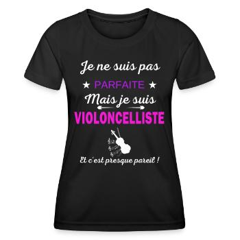 Je ne suis pas parfaite je suis Violoncelliste - T-shirt sport Femme - noir - Devant - AI Model Female 172 light (172cm)
