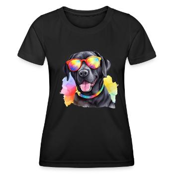 Cooler Labrador Retriever Hund mit Sonnenbrille - Frauen Funktions-T-Shirt - Schwarz - Vorne - AI Model Female 172 light (172cm)