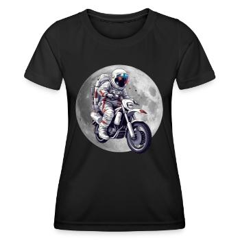 Moto Astronaute Moto Moto Moto Motard - T-shirt sport Femme - noir - Devant - AI Model Female 172 light (172cm)