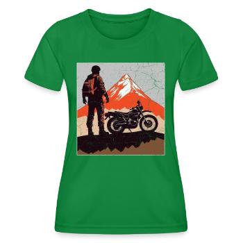 Motorcycle Mountains Motorcyclist Motorcycle Biker - Women's Functional T-Shirt - kelly green - Front - AI Model Female 172 dark (172cm)