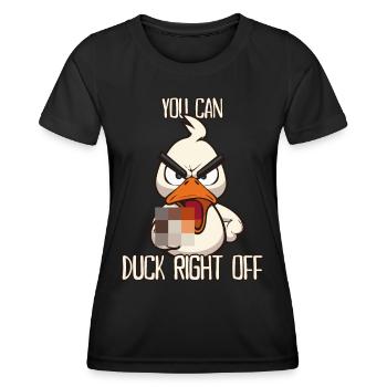 Duck Right Off Funny duck with middle finger - Women's Functional T-Shirt - black - Front - AI Model Female 172 light (172cm)
