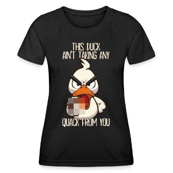Charlatan de toi Drôle de canard avec un doigt d’honneur - T-shirt sport Femme - noir - Devant - AI Model Female 172 light (172cm)