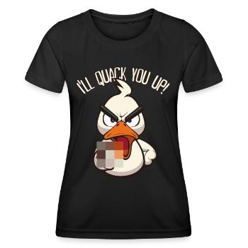 Quack You Up Drôle de canard avec un majeur - T-shirt sport Femme - noir - Devant - AI Model Female 172 light (172cm)