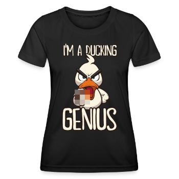 I'm a Ducking Genius Funny duck with middle finger - Women's Functional T-Shirt - black - Front - AI Model Female 172 light (172cm)