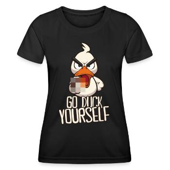 Go Duck Yourself Funny duck with middle finger - Women's Functional T-Shirt - black - Front - AI Model Female 172 light (172cm)