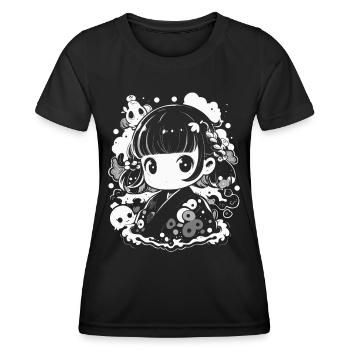 Süßes Anime Design für Anime-Fans und Otakus - Frauen Funktions-T-Shirt - Schwarz - Vorne - AI Model Female 172 light (172cm)