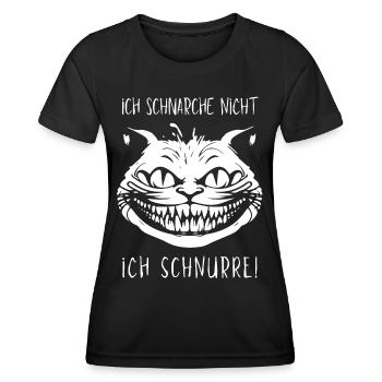 Ich schnarche nicht, Ich schnurre - Grinsekatze - Frauen Funktions-T-Shirt - Schwarz - Vorne - AI Model Female 172 light (172cm)
