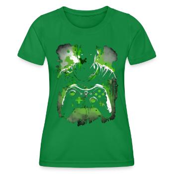 Cooles Neon-Grünes Gaming Design mit Controller - Frauen Funktions-T-Shirt - Kelly Green - Vorne - AI Model Female 172 dark (172cm)