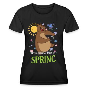 Working Hard To Hate Spring Allergiker Spruch - Frauen Funktions-T-Shirt - Schwarz - Vorne - AI Model Female 172 light (172cm)