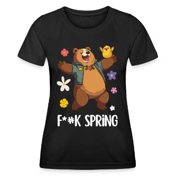 Bear design with sarcastic slogan for spring - Women's Functional T-Shirt - black - Front - AI Model Female 172 light (172cm)