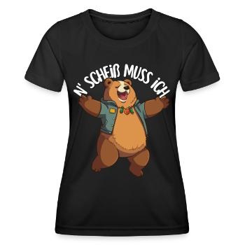 Bärenstarkes Bären-Design mit sarkastischem Spruch - Frauen Funktions-T-Shirt - Schwarz - Vorne - AI Model Female 172 light (172cm)