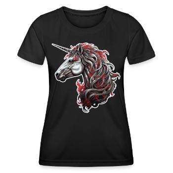 Goth Gothic Licorne Mystique Horreur Rouge Noir - T-shirt sport Femme - noir - Devant - AI Model Female 172 light (172cm)