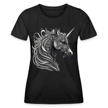 Goth Gothic Unicorn Mystical Horror Dark - Women's Functional T-Shirt - black - Front - AI Model Female 172 light (172cm)
