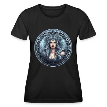 Goth Girl Gothic Blau Mittelalter Mystisch - Frauen Funktions-T-Shirt - Schwarz - Vorne - AI Model Female 172 light (172cm)