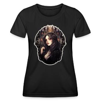 Goth Girl Gothic Schloss Mystisch Schwarz - Frauen Funktions-T-Shirt - Schwarz - Vorne - AI Model Female 172 light (172cm)