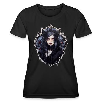 Goth Girl Gothic Rot Vampir Mystisch Fledermaus - Frauen Funktions-T-Shirt - Schwarz - Vorne - AI Model Female 172 light (172cm)