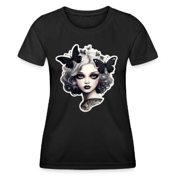Goth Girl Gothic Mystic Black Butterflies - T-shirt sport Femme - noir - Devant - AI Model Female 172 light (172cm)