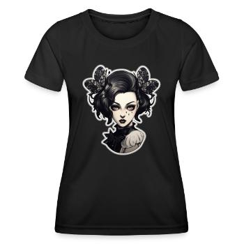 Goth Girl Gothic Schmetterling Horror Böser Blick - Frauen Funktions-T-Shirt - Schwarz - Vorne - AI Model Female 172 light (172cm)