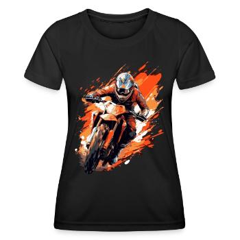 Cooles MotoX Design - Dirtbike Motocross Biker - Frauen Funktions-T-Shirt - Schwarz - Vorne - AI Model Female 172 light (172cm)