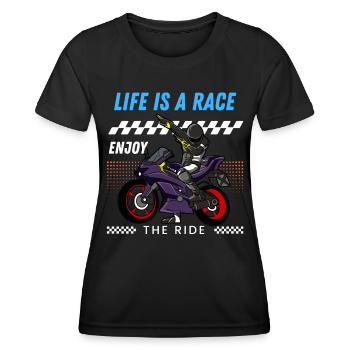Life is a race, enjoy the ride - Women's Functional T-Shirt - black - Front - AI Model Female 172 light (172cm)