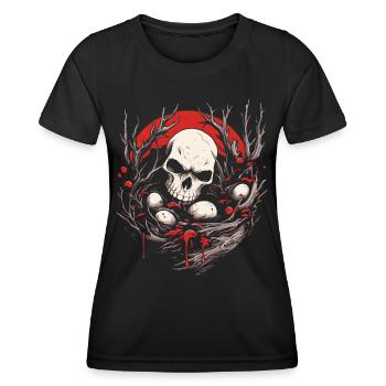 Bad Apple Totenkopf - Skull And Eggs In A Nest - Frauen Funktions-T-Shirt - Schwarz - Vorne - AI Model Female 172 light (172cm)