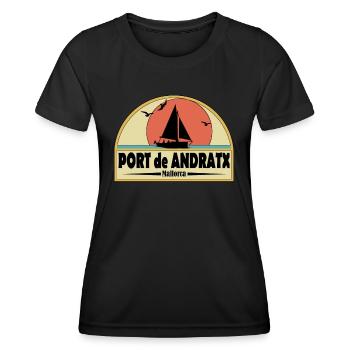 Port de Andratx - T-shirt sport Femme - noir - Devant - AI Model Female 172 light (172cm)