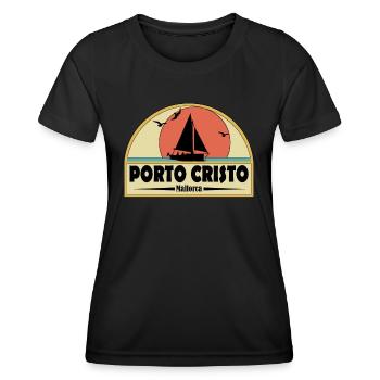 Porto cristo - Frauen Funktions-T-Shirt - Schwarz - Vorne - AI Model Female 172 light (172cm)