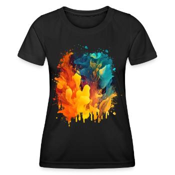 Art abstrait cool: liquide coloré - T-shirt sport Femme - noir - Devant - AI Model Female 172 light (172cm)