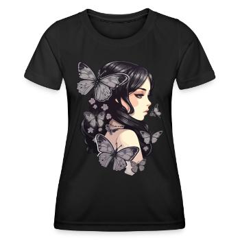 Gothic Lady: Papillons de nuit et incolores - T-shirt sport Femme - noir - Devant - AI Model Female 172 light (172cm)