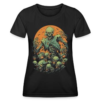 Zombie d’Halloween effrayant et apocalypse mort-vivant - T-shirt sport Femme - noir - Devant - AI Model Female 172 light (172cm)