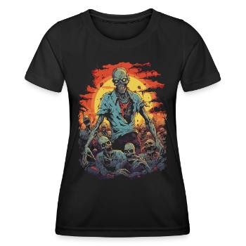 Effrayant horde de zombies et de morts-vivants d’Halloween - T-shirt sport Femme - noir - Devant - AI Model Female 172 light (172cm)
