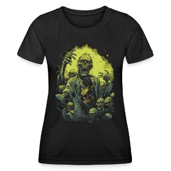 Morts-vivants Halloween: Zombie se bat avec une horde de morts-vivants - T-shirt sport Femme - noir - Devant - AI Model Female 172 light (172cm)