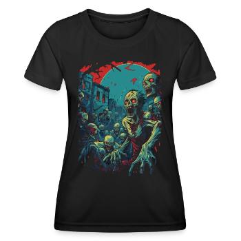 Scénario effrayant Zombie Halloween Undead Horde - T-shirt sport Femme - noir - Devant - AI Model Female 172 light (172cm)