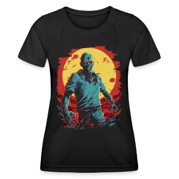 Peur de la mort: Zombie avec une horde de morts-vivants d’Halloween - T-shirt sport Femme - noir - Devant - AI Model Female 172 light (172cm)