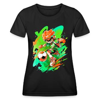 Unique cartoon footballer in gaming style - Women's Functional T-Shirt - black - Front - AI Model Female 172 light (172cm)