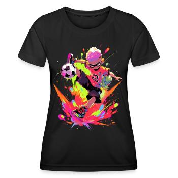 Cool Cartoon Footballer - Street Art Gaming Design - T-shirt sport Femme - noir - Devant - AI Model Female 172 light (172cm)