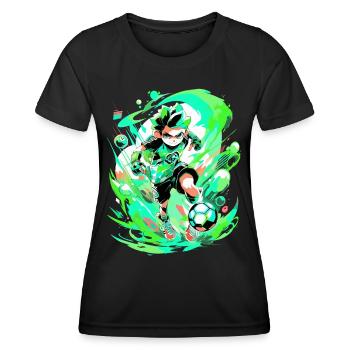 Ambiance cool de jeu d’art de rue avec un joueur de football - T-shirt sport Femme - noir - Devant - AI Model Female 172 light (172cm)
