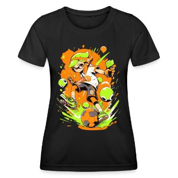 Le jeu rencontre le StreetArt : un joueur de football cool - T-shirt sport Femme - noir - Devant - AI Model Female 172 light (172cm)