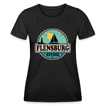 Flensburg - Frauen Funktions-T-Shirt - Schwarz - Vorne - AI Model Female 172 light (172cm)