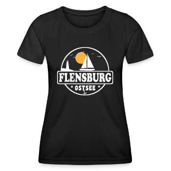 Flensburg - Frauen Funktions-T-Shirt - Schwarz - Vorne - AI Model Female 172 light (172cm)