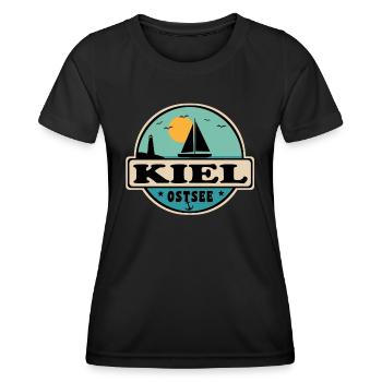 Kiel - Frauen Funktions-T-Shirt - Schwarz - Vorne - AI Model Female 172 light (172cm)
