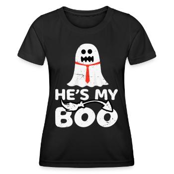 He's My Boo - Lustges Halloween Partner Kostüm - Frauen Funktions-T-Shirt - Schwarz - Vorne - AI Model Female 172 light (172cm)