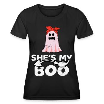 She’s My Boo - Lustges Halloween Costume de partenaire - T-shirt sport Femme - noir - Devant - AI Model Female 172 light (172cm)