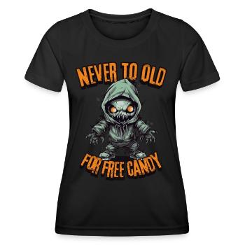 Creepy Candy Hunt: Never Too Old For Free Candy - Frauen Funktions-T-Shirt - Schwarz - Vorne - AI Model Female 172 light (172cm)