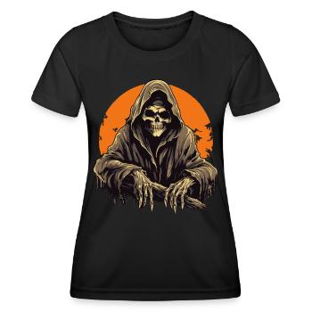 Gruseliger Grim Reaper mit Vollmond Halloween - Frauen Funktions-T-Shirt - Schwarz - Vorne - AI Model Female 172 light (172cm)