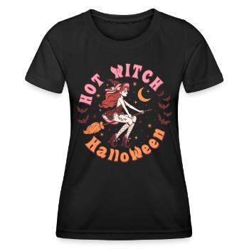 Vintage Halloween Hexe & Besen Hot Witch Halloween - Frauen Funktions-T-Shirt - Schwarz - Vorne - AI Model Female 172 light (172cm)
