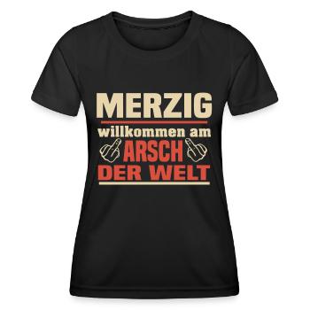 merzig saar - Frauen Funktions-T-Shirt - Schwarz - Vorne - AI Model Female 172 light (172cm)